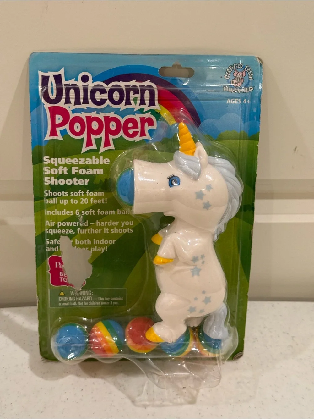 NEW Hog Wild Unicorn Popper Squeezable Soft Foam Shooter Toy